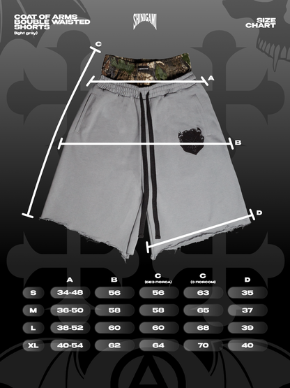 ПЕРЕДЗАМОВЛЕННЯ COAT OF ARMS DOUBLE WAISTED SHORTS - LIGHT GRAY