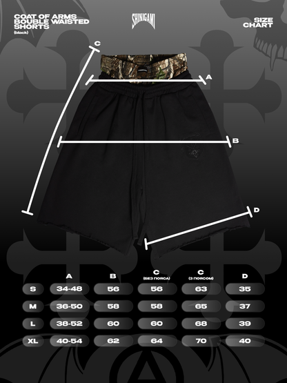 ПЕРЕДЗАМОВЛЕННЯ COAT OF ARMS DOUBLE WAISTED SHORTS - BLACK