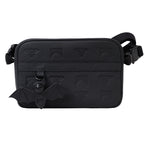 Shinigami Couture black genuine leather crossbody bag with Beep the Bat rubber keychain