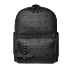 Shinigami Couture black embossed leather backpack with Beep the Bat rubber keychain