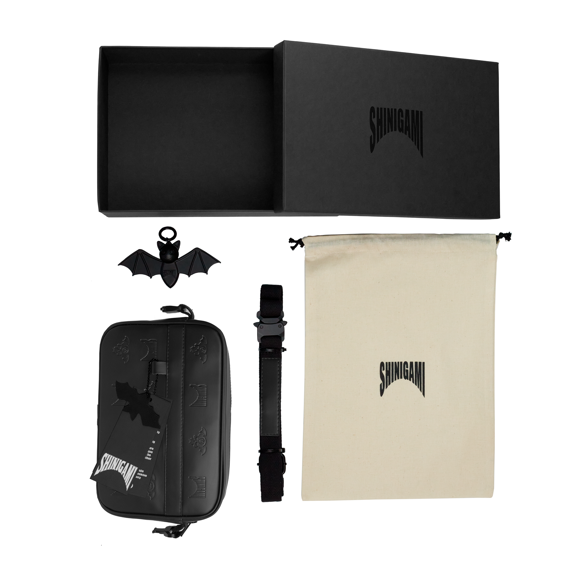 Shinigami Couture thermochromic bag complete set with gift box, dust bag, and strap