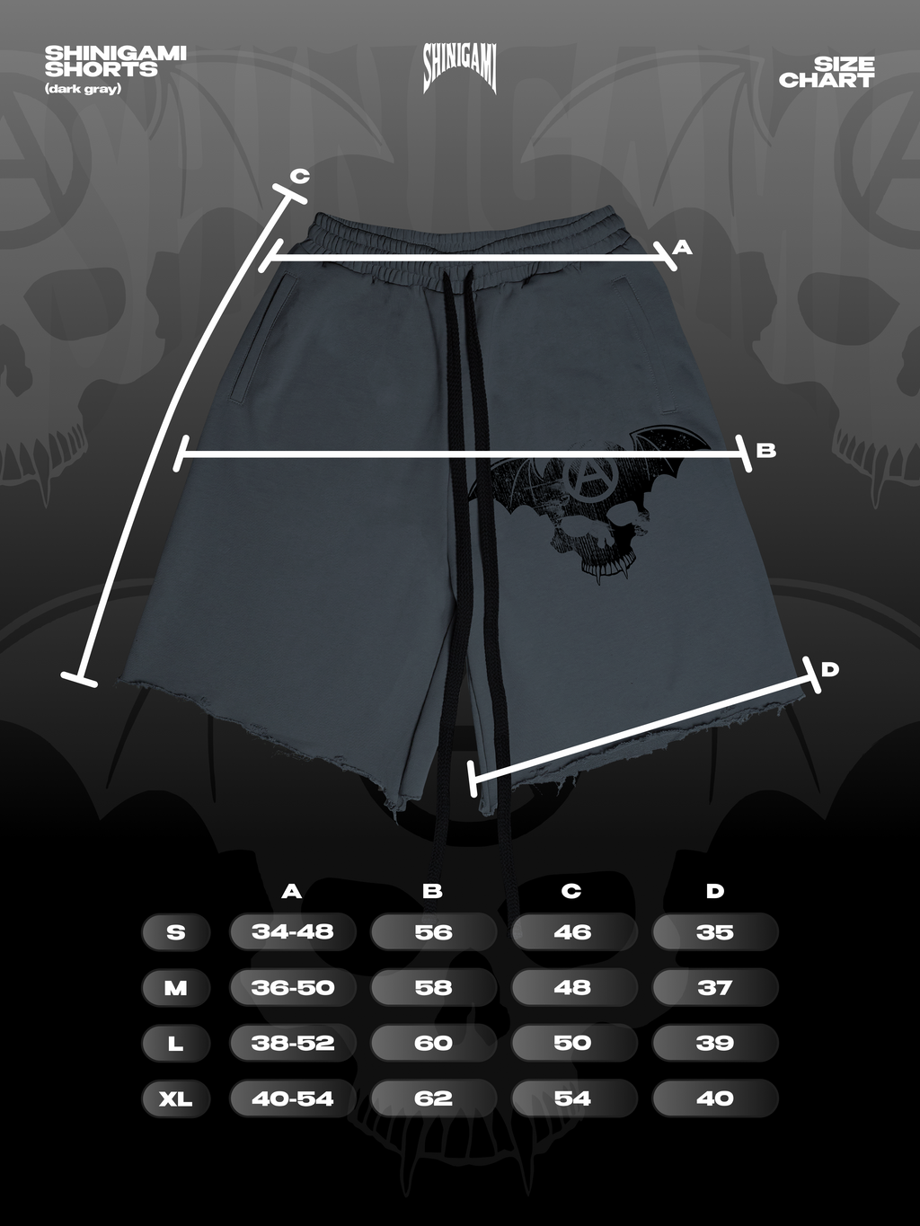 Shinigami Couture bobby shorts size chart