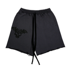 Shinigami Couture gray bobby shorts with puff skull print
