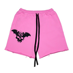 Shinigami Couture pink bobby shorts with puff skull print