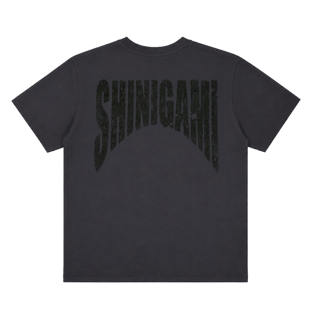 Shinigami Couture dark gray bobby tee with back logo print