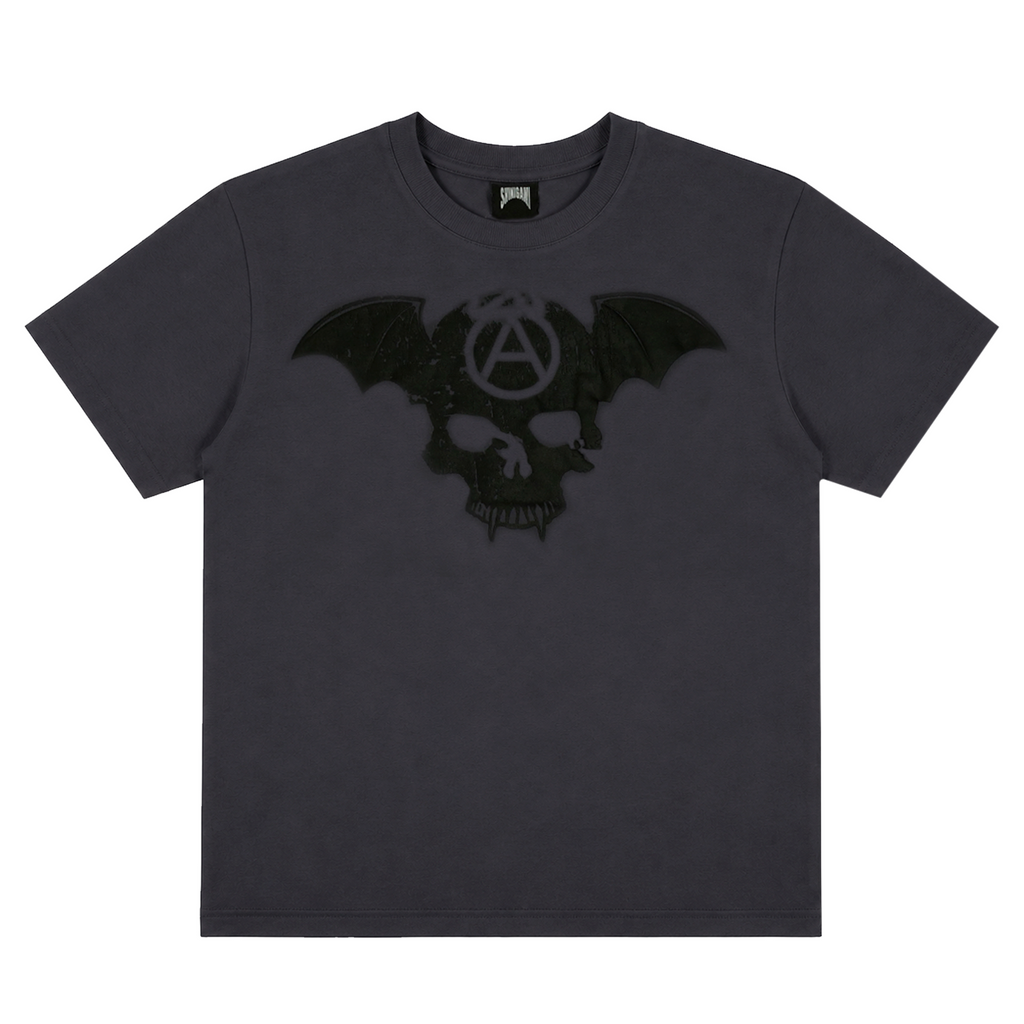 Shinigami Couture dark gray bobby tee with puff skull print