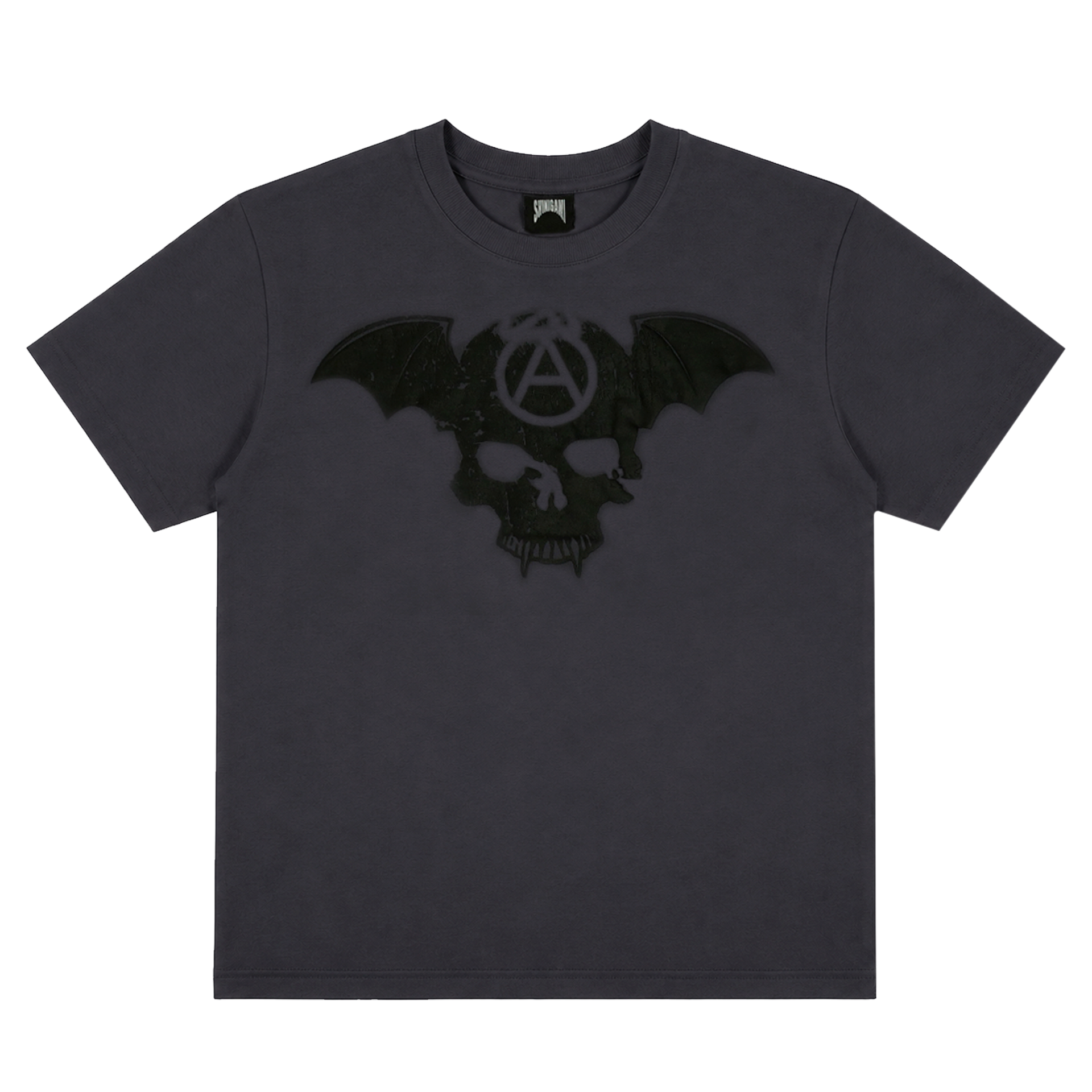 Shinigami Couture dark gray bobby tee with puff skull print