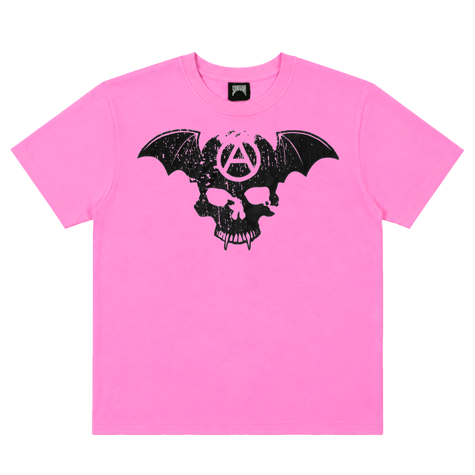 Shinigami Couture pink bobby tee with puff skull print