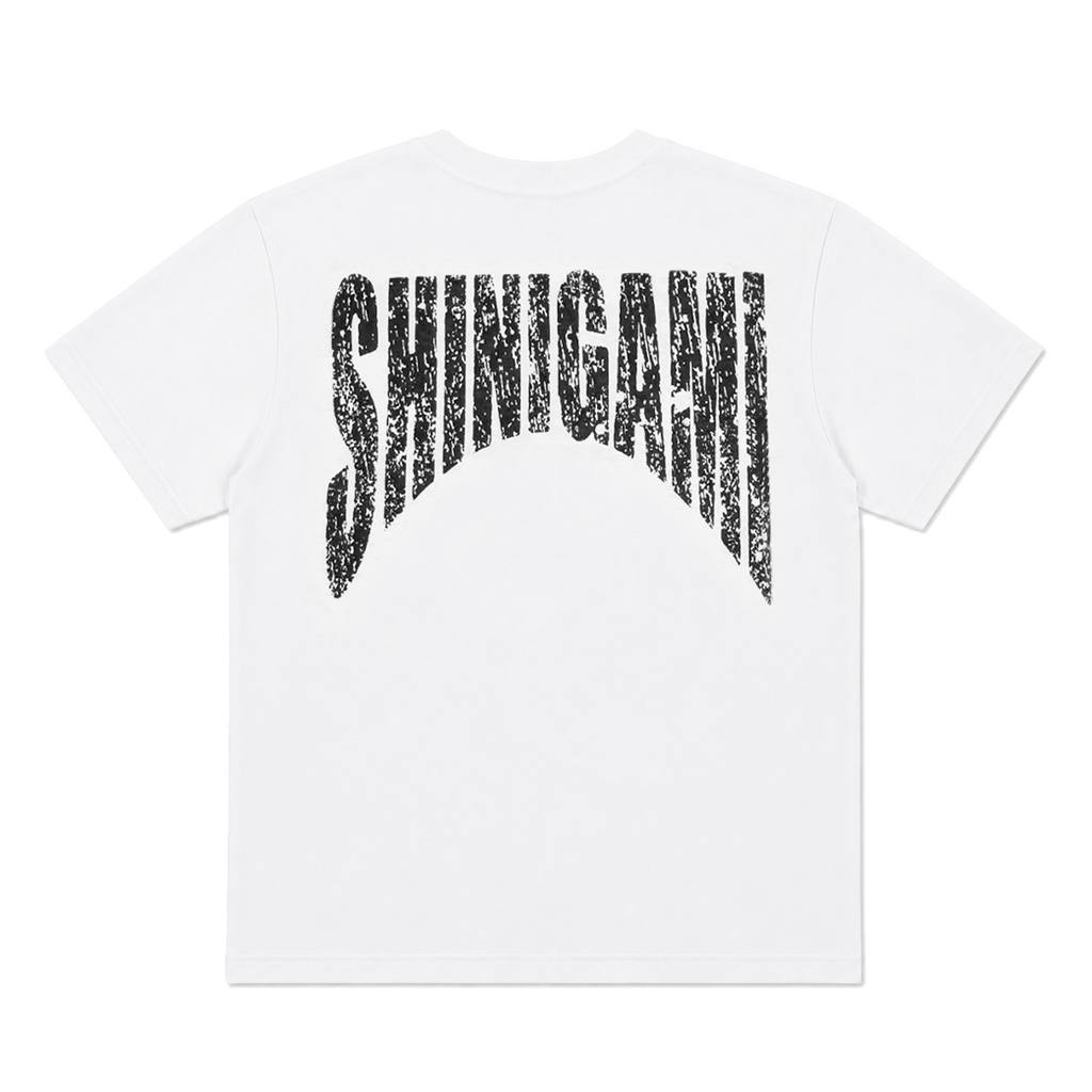 Shinigami Couture white bobby tee with back logo print