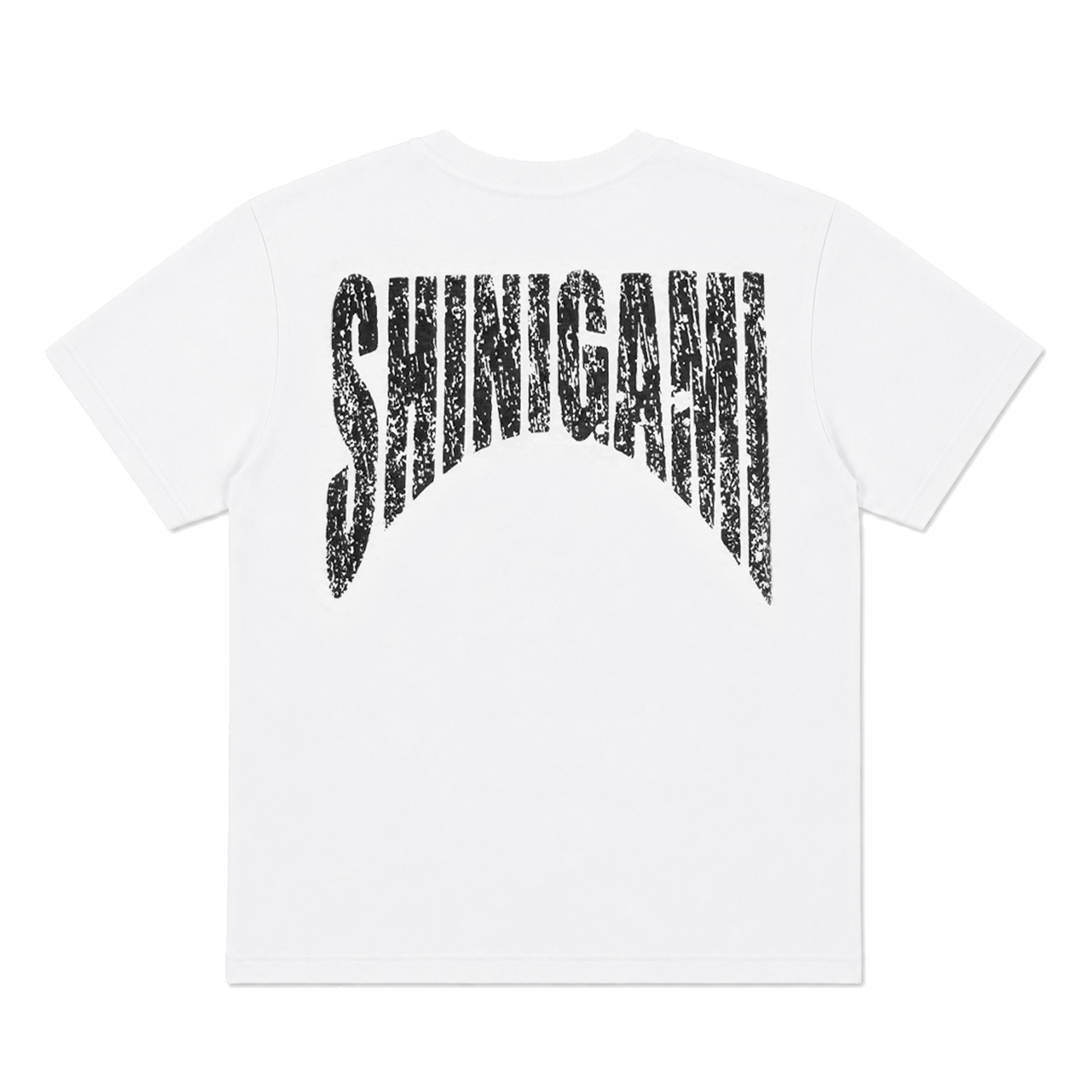 Shinigami Couture white bobby tee with back logo print