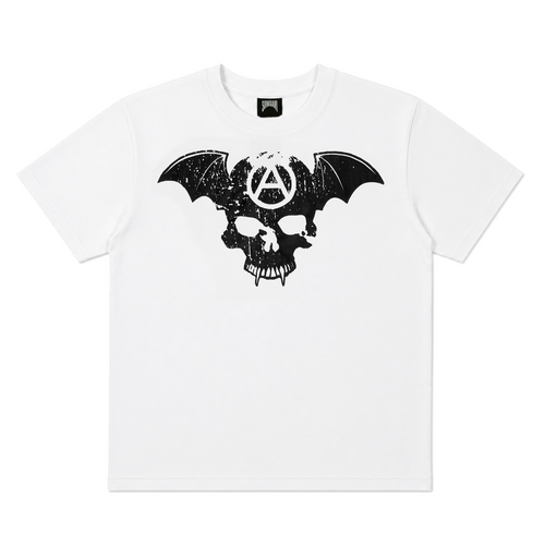 Shinigami Couture white bobby tee with front puff skull print