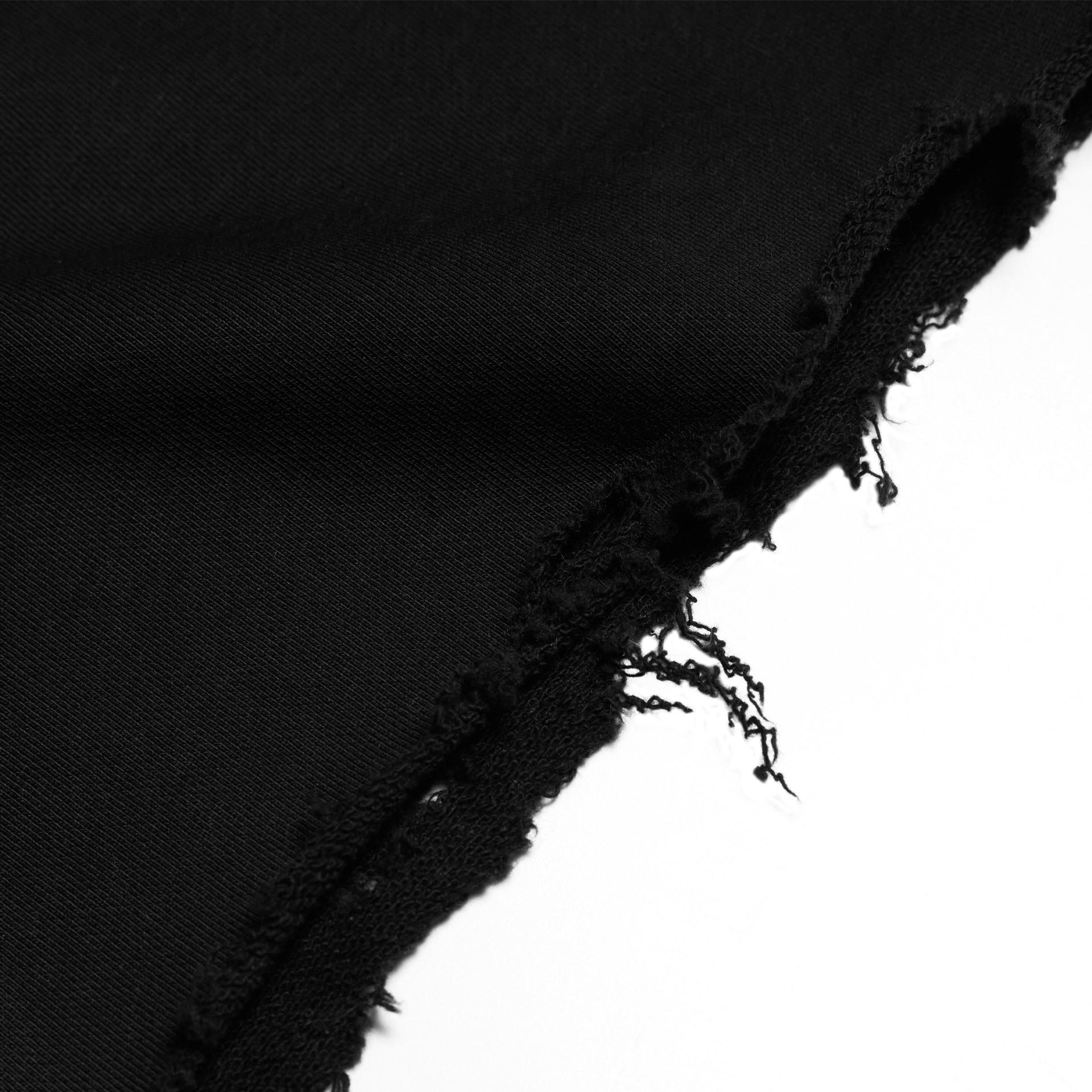 Shinigami Couture black shorts handcrafted raw distressed hem detail