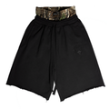 Shinigami Couture black coat of arms double-waisted shorts with camouflage waistband