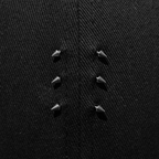 Shinigami Couture black cap front panel piercing and metal studs detail
