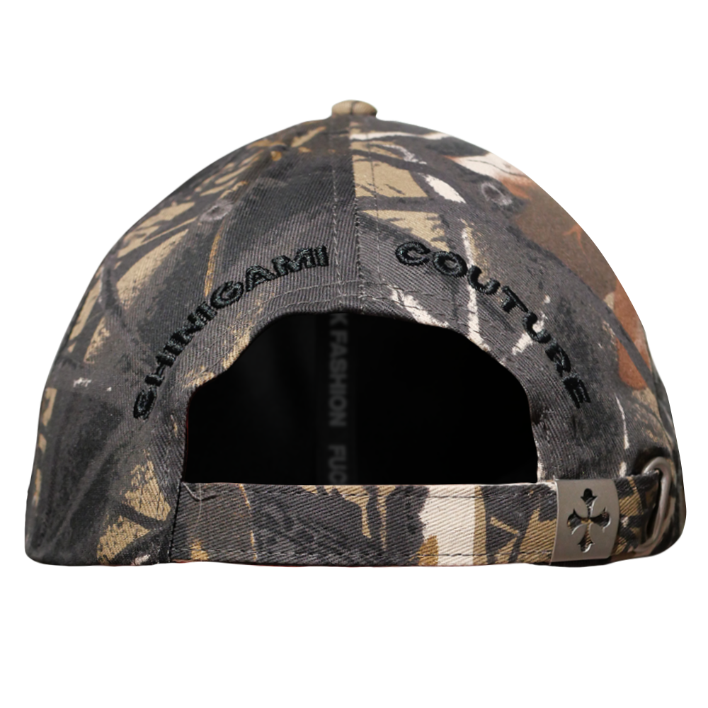Shinigami Couture camouflage cap back view with embroidery