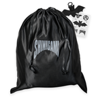 Shinigami Couture black embossed leather backpack with dust bag and bat keychain