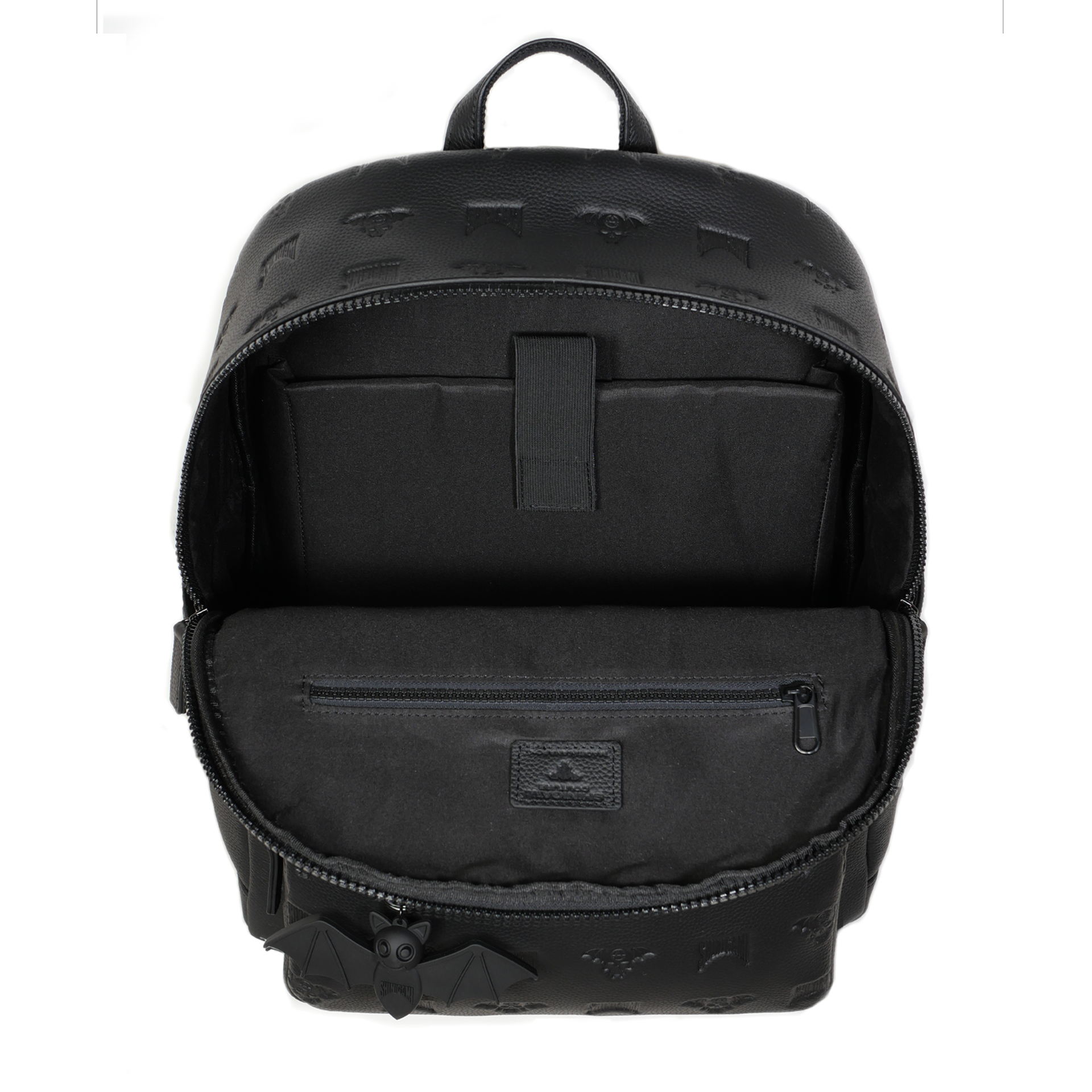 Shinigami Couture leather backpack interior compartment and laptop sleeve
