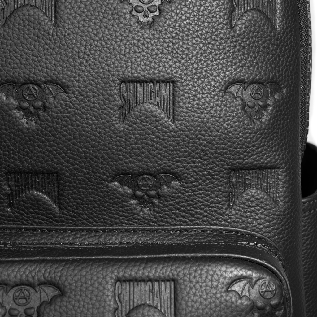 Close-up of Shinigami Couture embossed leather pattern texture