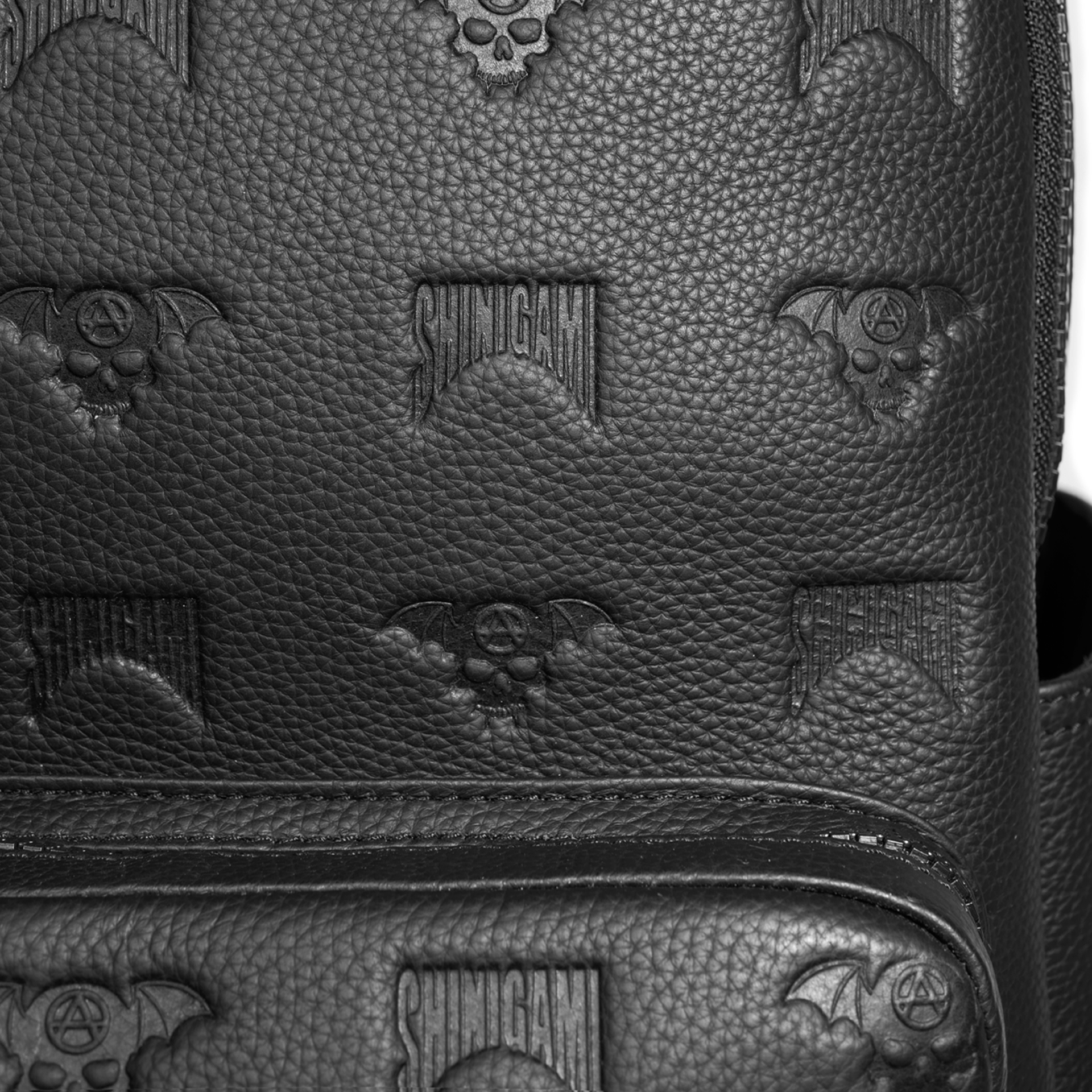 Close-up of Shinigami Couture embossed leather pattern texture