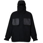 Person wearing Shinigami Couture gray multi-pocket windbreaker front view