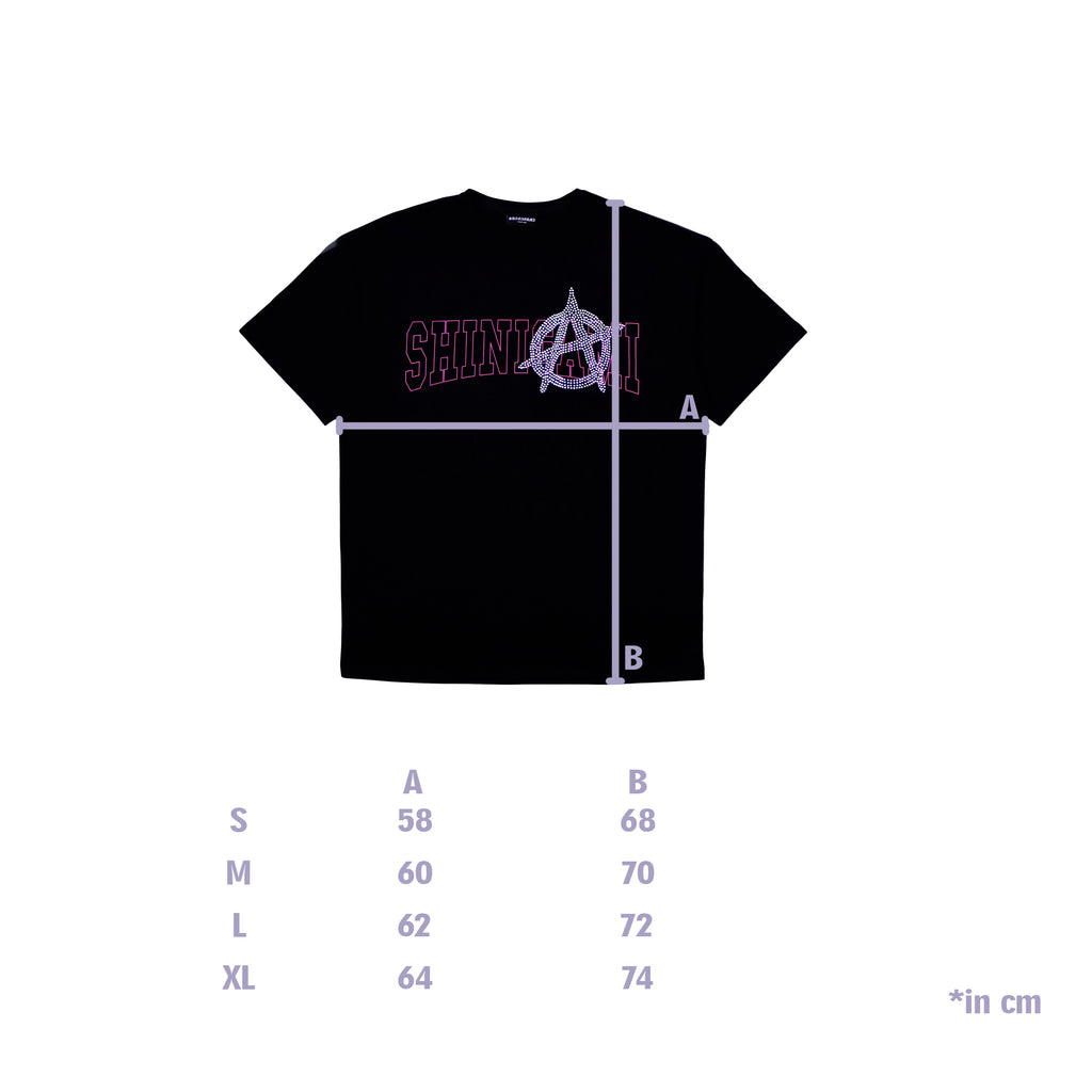 Shinigami Couture anarchy shine tee black size chart