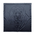 Shinigami Couture dark silk shawl with anime graphic design and geometric occult symbols