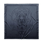 Shinigami Couture dark silk shawl with anime graphic design and geometric occult symbols