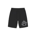 Shinigami Couture black shorts with rhinestone anarchy symbol front view